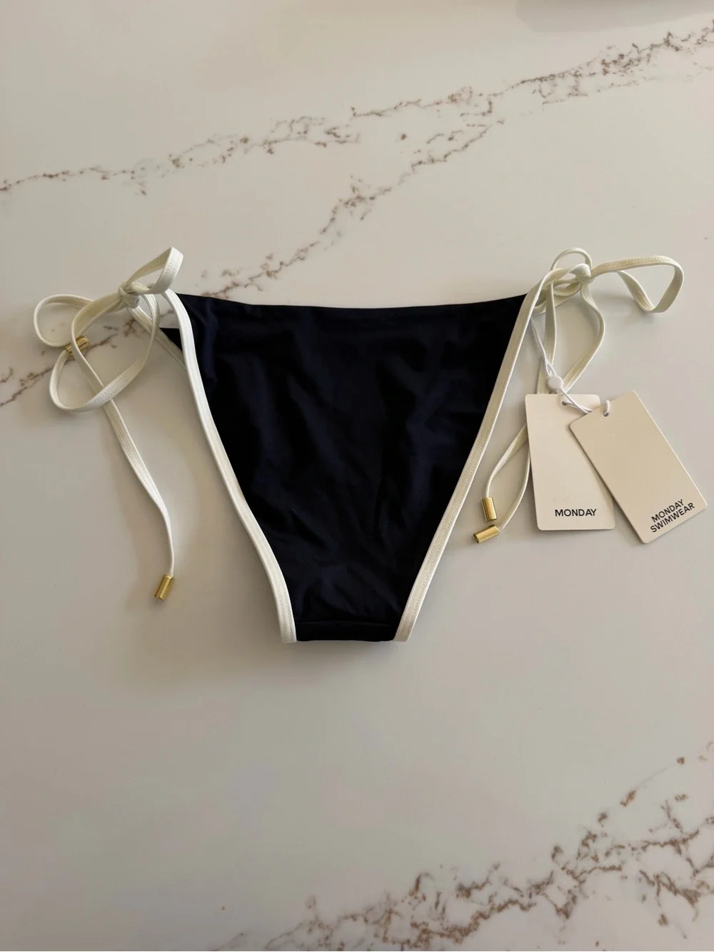 ✨New Monday Swimwear Le Marais Bikini Bottom - Black/Ivory - Medium